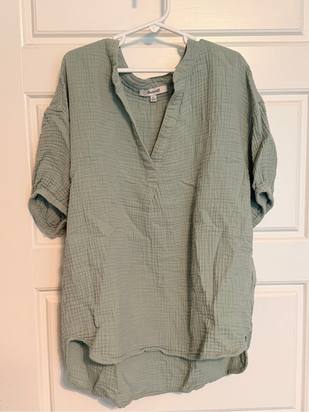 Madewell Light Sage Crinkle V-Neck Tunic